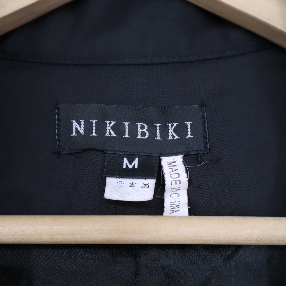 Nikibiki Black Cropped Utility Jacket Lace Up Corset Back Mock Neck Medium - Picture 2 of 6